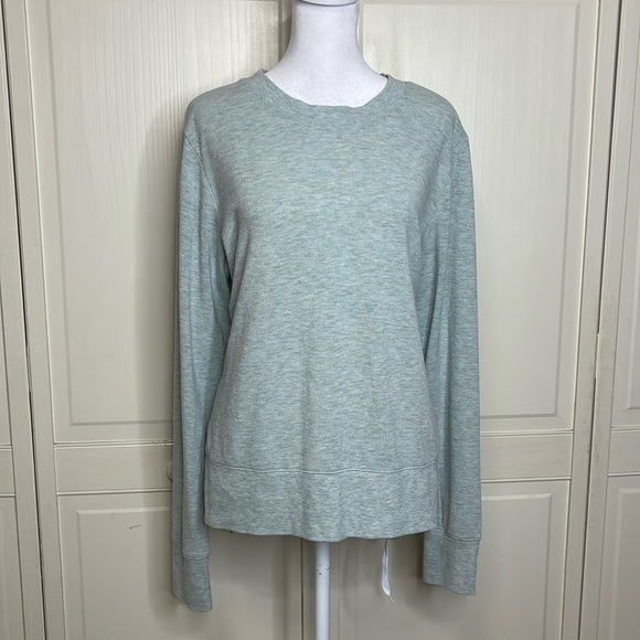 ALO Yoga Sweaters - Alo Yoga Women’s Alosoft Glimpse Slit Hem Sweater Mint Gray Long Sleeve Sz Large